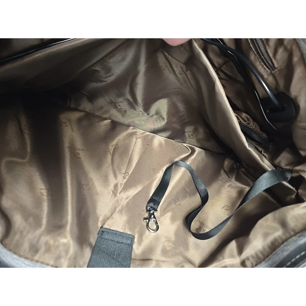 Relavel Women Gray Messenger lunch Bag gray w/satin brown lining outer‎ USB Port
